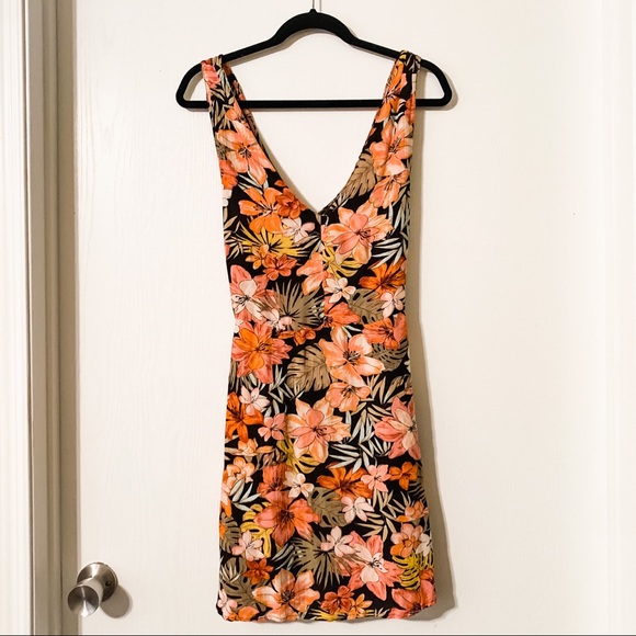Billabong Floral Mini Dress - Black, Pink, Orange - Picture 2 of 5